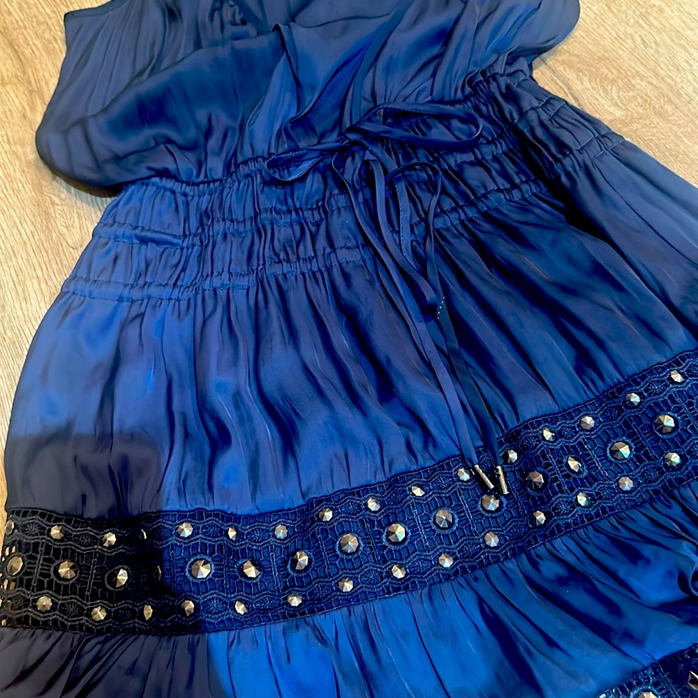 RAMY BROOK Wo Maya Studded & Lace Navy Dress - XS